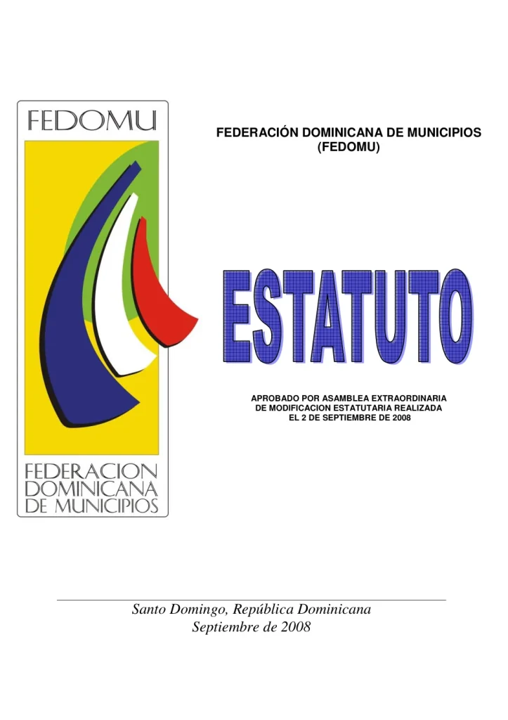 Portada: Estatutos de la Federación Dominicana de Municipios (2008)