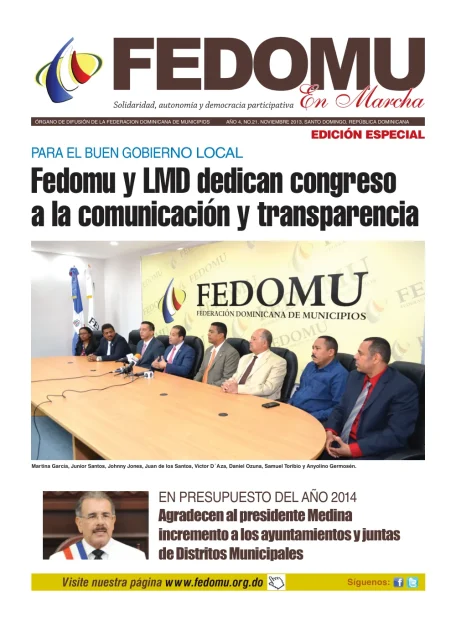 Portada: FEDOMU En Marcha, Año 4, No. 21 (Noviembre 2013)