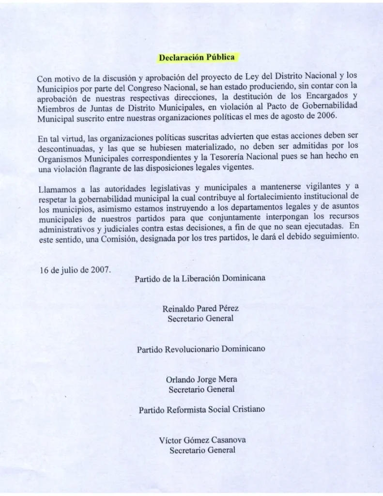 Portada: Pacto por la Gobernabilidad Municipal (2007)